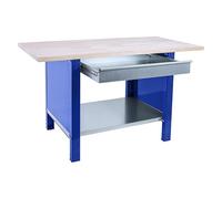 PROREGAL Banco da lavoro BUFFALO WOOD con 1x Cassetto | AxLxP 86,5x180x75cm | Portata 1000kg | Grigio | Tavolo da lavoro