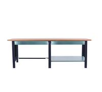 PROREGAL Banco da lavoro BUFFALO WOOD con 2x Cassetto| AxLxP 86,5x210x75cm | Portata 1000kg | Grigio | Tavolo da lavoro