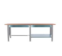 PROREGAL Banco da lavoro BUFFALO WOOD con 2x Cassetto| AxLxP 86,5x260x75cm | Portata 1000kg | Grigio | Tavolo da lavoro