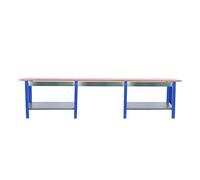 PROREGAL Banco da lavoro BUFFALO WOOD con 3x Cassetto| AxLxP 86,5x300x75cm | Portata 1000kg | Grigio | Tavolo da lavoro