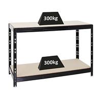 PROREGAL Banco da lavoro Tiger | 300 kg per ripiano | AxLxP 90x140x60 cm | Nero