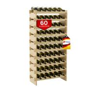 PROREGAL Casier à vin en bois NAVARRA, dimensions (H x L x P) : 135 x 65 x 28 cm, capacité de 60 bouteilles sur 10 étagères