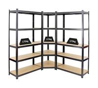 PROREGAL Mega Deal | 1x Scaffale angolare + 2x Scaffale per carichi pesanti Ragnar | AxLxP 180x90x40cm | portata per ripiano 175 kg | Nero