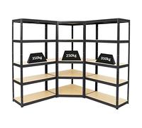 PROREGAL Mega Deal 1x Scaffale angolare + 2x Scaffale per carichi pesanti Slim Elephant S, Nero