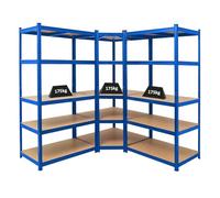 PROREGAL Mega Deal | 1x Scaffale angolare + 2x Scaffale per carichi pesanti Taurus | AxLxP 180x180x60cm | portata per ripiano 175kg | Blu