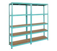 PROREGAL Mega Deal | 2x Scaffale da soggiorno GREEN HULK | AxLxP 180x90x40cm | Portata per ripiano 175kg | 5 Ripiani | Verde Menta