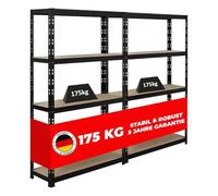 PROREGAL Mega Deal | 2x Scaffale per carichi pesanti APOLLO | AxLxP 150x90x30cm | Portata per ripiano 175kg | Nero