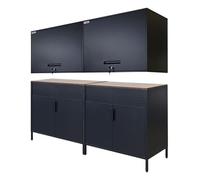 PROREGAL Mega Deal 2x schedario LION + 2x armadio pensile ELEPHANT in metallo 80x40cm in acciaio con verniciatura a polvere vintage marrone/nero