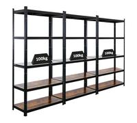PROREGAL Mega Deal | 3x Vintage Series Scaffale per carichi pesanti Ragnar | AxLxP 180x90x40cm | Portata per ripiano 100kg | Marrone Vintage Nero