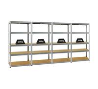 PROREGAL Mega Deal | 4x Scaffale per carichi pesanti Slim Elephant S | AxLxP 180x90x45cm | 5 Rapiani | Portata per ripiano 350 kg | Zincato