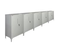 PROREGAL Mega Deal 5x schedario ELEPHANT con serratura in metallo con gambe e 2 ante 80 cm di larghezza 2 livelli grigio chiaro 90x80x40cm mobiletto per ufficio