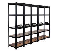 PROREGAL Mega Deal | 5x Vintage Series Scaffale per carichi pesanti Ragnar | AxLxP 180x45x45cm | Portata per ripiano 100kg | Marrone Vintage Nero