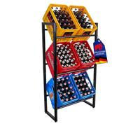 PROREGAL Portacasse per bevande KÖNIGSSEE L AxLxP 132x71x32 cm 6 casse su 3 livelli Piedini regolabili in altezza Nero