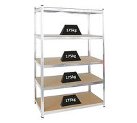 PROREGAL Scaffale per carichi pesanti Ragnar | AxLxP 180x120x60cm | Portata per ripiano 175kg | Zincato