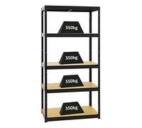 PROREGAL Scaffale per carichi pesanti Slim Elephant S | AxLxP 180x90x45cm | 5 Rapiani | Portata per ripiano 350 kg | Nero