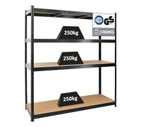 PROREGAL Scaffale per carichi pesanti TAURUS XL Certificazione Tüv/GS | AxLxP 180x160x60cm | Portata per ripiano 250kg | Nero
