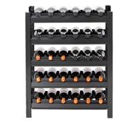PROREGAL Scaffale per vino Toscana, AxLxP 75x60x30 cm, 30 bottiglie su 5 ripiani, nero, scaffale metallico per vino, portabottiglie, portabottiglie per cucina, sala da pranzo, cantina