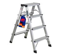 PROREGAL Scala a pioli 4 gradini pieghevole in alluminio bifacciale accessibile fino a 150 kg di capacità di carico 78x35x69cm antiscivolo gradino leggero sgabello