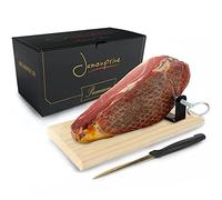 Prosciutto Crudo Serrano 1Kg Stagionato & Disossato + Porta Prosciutto + Coltello Mini Prosciutto Spagnolo -Prosciuttos Intero Tradizionale, Pronto Da Servire, Regalo Gourmet