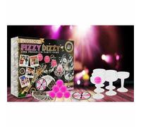 Prosecco Fizzy Dizzy - Gioco per feste di prosecco, 12 bicchieri, 6 palline da ping pong rosa, ruota rotante e carte, set completo, ideale per tutti i tipi di feste e celebrazioni, 18 anni