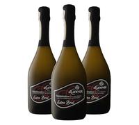 Prosecco Valdobbiadene Offerta DOCG Extra Brut 750ml - Elegante, Secco, Spumante Superiore - Perfetto con Pesce e Dolci al Cioccolato (3 Bottiglie)