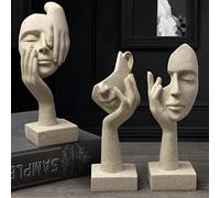 prosfalt 3 statuette pensatrici, sculture moderne in resina per la casa, ufficio, libreria, decorazione desktop (arenaria)