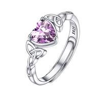 PROSILVER Anelli Argento Regolabili Donna 925 Nodo Celtico e Cuore Pietra di Nascita Anello 925 con Pietra Viola Pietra Cuore Giugno Pietra di Luna Anello Regolabile Pietra