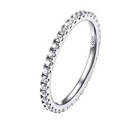 PROSILVER Anello Eternity Donna in Argento 925, Anello Cubica Zirconia con Taglia IT 7-27, Fedine Sottili per Tutte le Dita Idee Regalo Fedi Nuziali per Matrimonio Anniversario
