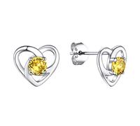 PROSILVER Orecchini Donna Argento 925 Orecchini Argento con Citrino Nodo Celtito Cuore Orecchini Portafortuna da Donna Orecchinicon Citrino con Confezione Citrino Sintetico