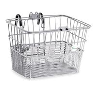 ProSource Wire Bike Basket Front for All Ages, Detachable Bicycle Front Basket with 15lbs Storage Capacity, Lightweight Steel Mesh Backing for Durable Daily Use, Silver