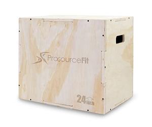 ProsourceFit 3-in-1 Wood Plyometric Jump Box For Cross Conditioning, Agility, Vertical Jump Training & Plyo Workouts, Beige, 30L x 24W x 20H