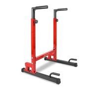 ProsourceFit Dip Stand Station, Adjustable Dip Bar for Home Gym Fitness Equipment, Ultimate Heavy Duty Body Bar Press with Safety Connector for Tricep Dips, Pull-Ups, Push-Ups, L-Sits, Red