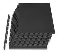 ProsourceFit Extra Thick Puzzle Exercise Mat , EVA Foam Interlocking Tiles for Protective, Cushioned Workout Flooring for Home and Gym Equipment, Black - 1 inch - 24 Sq Ft - 6 Tiles