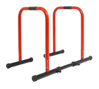 ProsourceFit Heavy Duty Dip Station, Parallel Bars with Safety Connector for Home Exercise, Strength Training, Tricep Dips, Calisthenics, and Workouts, Supports up to 400 LB, Red