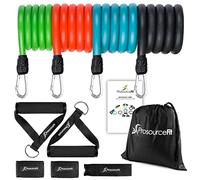 ProsourceFit Premium Heavy Duty Tube Double Dipped Latex Stackable Resistance Bands Set 5-20 LB with Door Anchor And Exercise Chart Full-Body Exercises And Home Workouts