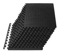 ProsourceFit Exercise Puzzle Mat , EVA Foam Interlocking Tiles Protective and Cushion Flooring for Gym Equipment, Exercise and Play Area, Black - 1/2 Inch - 48 Sq Ft - 12 Tiles