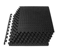 ProsourceFit Puzzle Exercise Mat ½ in, EVA Interlocking Foam Floor Tiles for Home Gym, Mat for Home Workout Equipment, Floor Padding for Kids, Black, 24 in x 24 in x ½ in, 24 Sq Ft - 6 Tiles