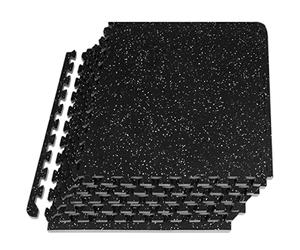 ProsourceFit Rubber Top Exercise Puzzle Mat ½-inch, 24 SQFT, 6 Tiles, EVA Foam Interlocking Tiles for Home Gym Protective Flooring for Equipment and Workouts, Grey