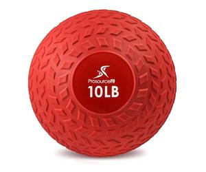 ProsourceFit Slam Medicine Ball, Tread Textured Grip Dead Weight Balls for Strength and Conditioning Exercises, Cardio and Core Workouts, 10lb, Red