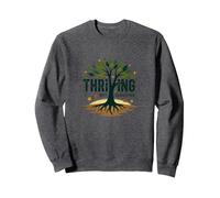 Prosperare Non sopravvivere: Albero della Vita ispiratore Felpa, Unisex per Adulti, Grigio Scuro, M