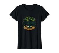 Prosperare Non sopravvivere: Albero della Vita ispiratore Maglietta, Donna, Nero, XXL
