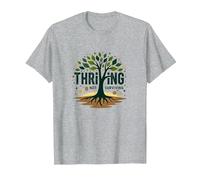 Prosperare Non sopravvivere: Albero della Vita ispiratore Maglietta, Uomo, Grigio Melange, 5XL