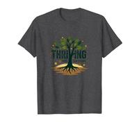 Prosperare Non sopravvivere: Albero della Vita ispiratore Maglietta, Uomo, Grigio Scuro, M