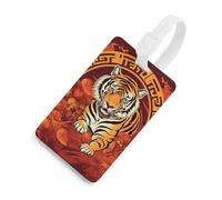 Prosperity in the Year of The Tiger Etichette per bagagli con carta d'identità, etichette resistenti per borse da viaggio, etichette impermeabili per valigie, zaini e custodie da viaggio, stile bianco