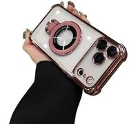 Prosperousk Phone Case, Stampopular New in Phone Case for iPhone 17 Series - Four Corners Anti-Fall Cases for iPhone with Invisible Ring Stand, Electroplating Anti-Drop (Pink,16PRO)