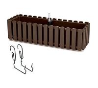Prosperplast Boardee Fencycase DDEF600W-R222 Balconiera balcone box con Sospensione Sistema di Irrigazione Fioriera (Marrone, 580 mm)