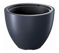 Prosperplast Collezione Heos Fioriera Vaso 2in1 incl. Vaso per Piante Resistente alle Intemperie Interno ed Esterno Forma Rotonda in Plastica (Antracite, Ø 298 mm)