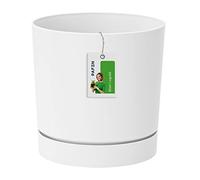 Prosperplast COPERCHIO SEAL FLEURI - 17,5 x Ø 18 cm - Pentola floreale con tubo del piattino rotondo P 3.2L, bianco, DPOP180