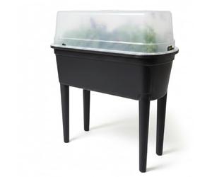 Prosperplast Fioriera rialzata Bloomo con gambe e coperchio rimovibili, per giardino e balcone, in plastica robusta, colore antracite, resistente alle intemperie, 78 x 82 x 37 cm
