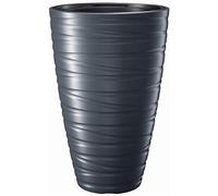 Prosperplast Maze DPMZ400 Fioriera Vaso Rotondo in Plastica Altezza 2in1 Incluso Vasetto Design Moderno (Antracite)